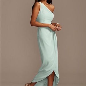 David’s Bridal One Shoulder ChiffonTulip Hem Dress